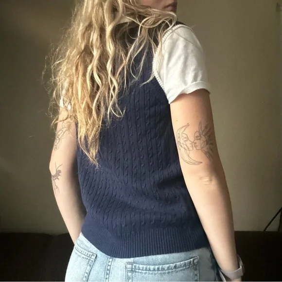 2000s Lauren Ralph Lauren Active Cable Knit Vest Polo Top Size M - Picture 4 of 8